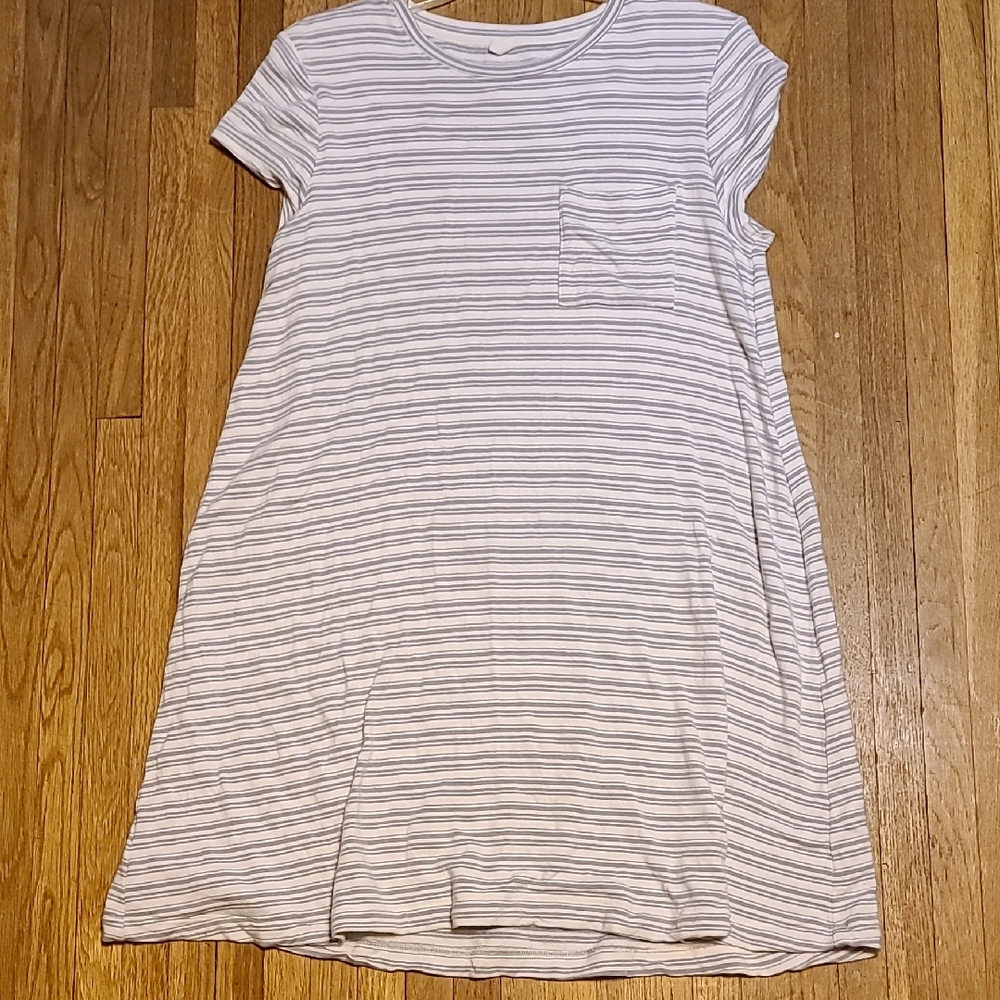 Casual Striped White and Gray Mini Dress
